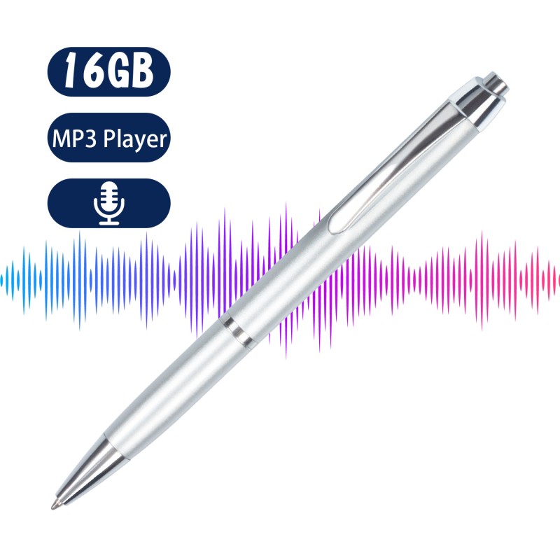 Silver Recording Pen Spy Hidden Digital Voice Recorder