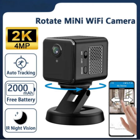 Wifi Rotate Mini Camera Ai Human Auto Tracking 5x Zoom 120 Wide Angle Built-in Battery Night Vision Ptz Camera